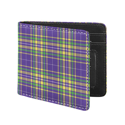 Mardi Gras Tartan Plaid Pattern Print Bifold Wallet
