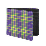 Mardi Gras Tartan Plaid Pattern Print Bifold Wallet