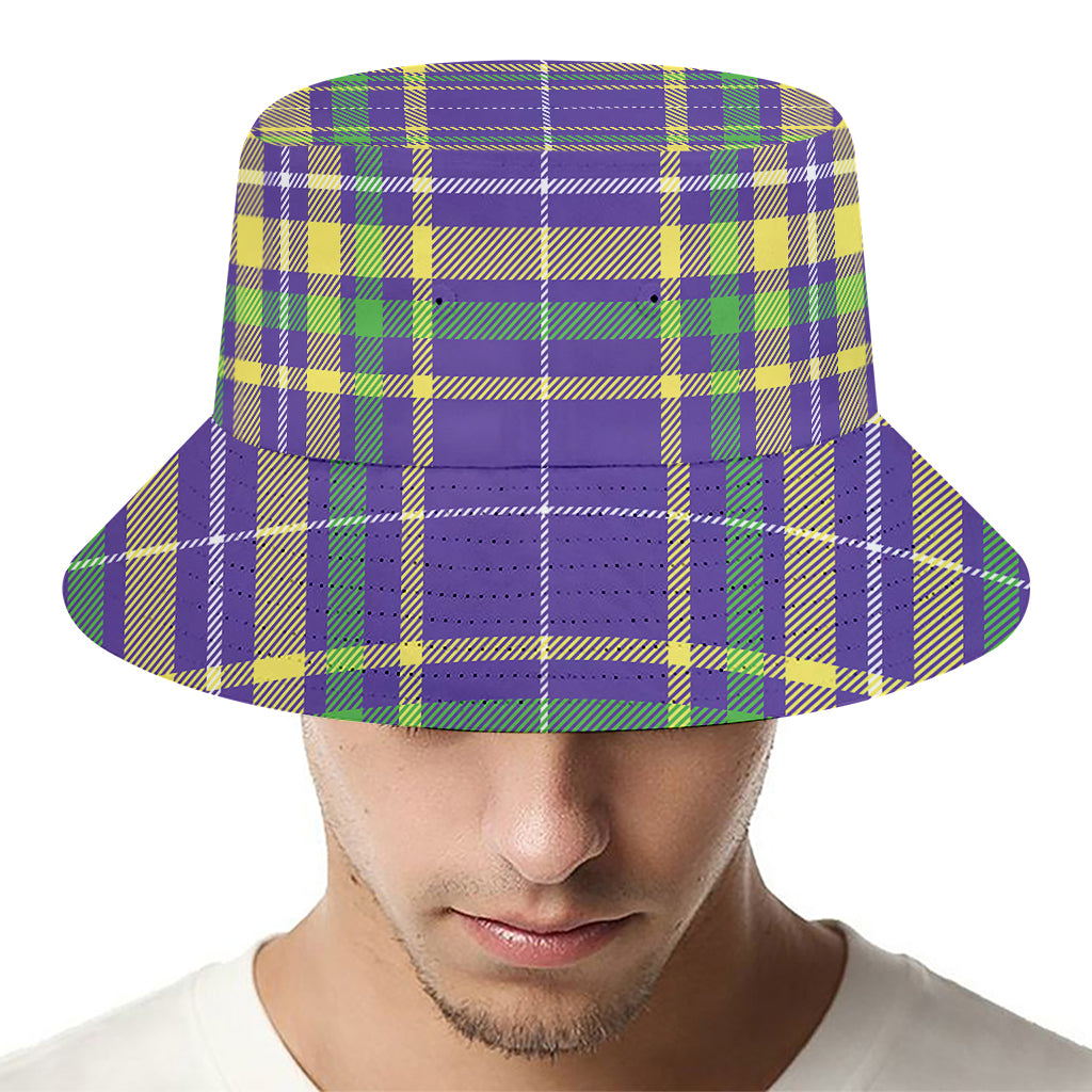 Mardi Gras Tartan Plaid Pattern Print Bucket Hat