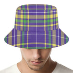 Mardi Gras Tartan Plaid Pattern Print Bucket Hat