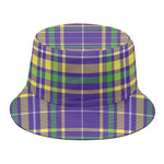 Mardi Gras Tartan Plaid Pattern Print Bucket Hat