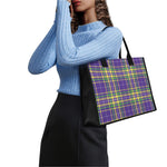 Mardi Gras Tartan Plaid Pattern Print Canvas Tote Bag