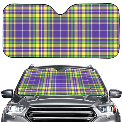 Mardi Gras Tartan Plaid Pattern Print Car Windshield Sun Shade