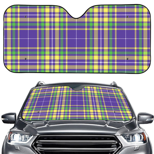 Mardi Gras Tartan Plaid Pattern Print Car Windshield Sun Shade