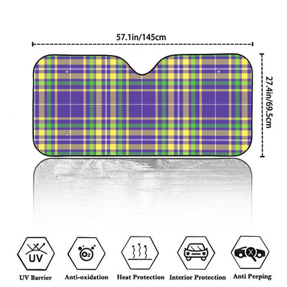 Mardi Gras Tartan Plaid Pattern Print Car Windshield Sun Shade