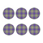 Mardi Gras Tartan Plaid Pattern Print Coaster Set