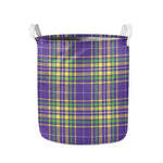 Mardi Gras Tartan Plaid Pattern Print Collapsible Laundry Basket