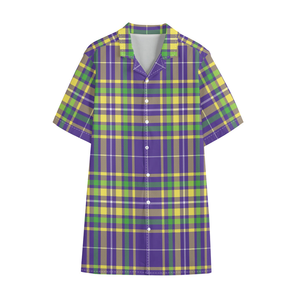 Mardi Gras Tartan Plaid Pattern Print Cotton Hawaiian Shirt