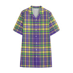 Mardi Gras Tartan Plaid Pattern Print Cotton Hawaiian Shirt