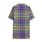 Mardi Gras Tartan Plaid Pattern Print Cotton Hawaiian Shirt