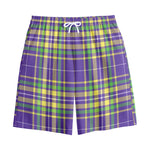 Mardi Gras Tartan Plaid Pattern Print Cotton Shorts