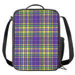 Mardi Gras Tartan Plaid Pattern Print Crossbody Lunch Bag