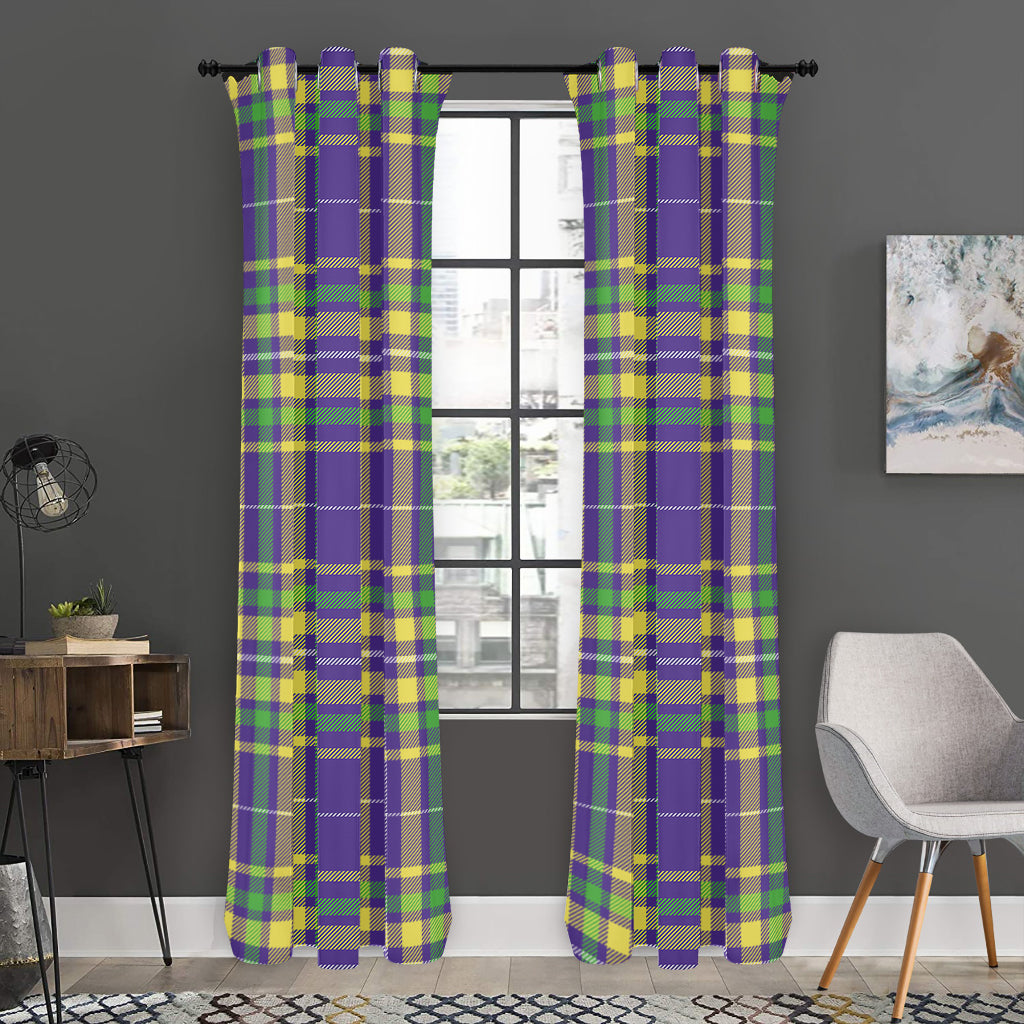 Mardi Gras Tartan Plaid Pattern Print Curtain