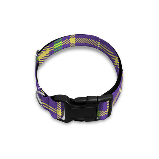 Mardi Gras Tartan Plaid Pattern Print Dog Collar