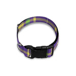 Mardi Gras Tartan Plaid Pattern Print Dog Collar