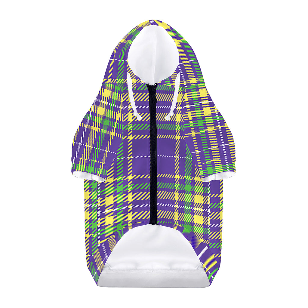 Mardi Gras Tartan Plaid Pattern Print Dog Zip Up Hoodie