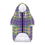 Mardi Gras Tartan Plaid Pattern Print Dog Zip Up Hoodie