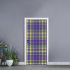 Mardi Gras Tartan Plaid Pattern Print Door Sticker