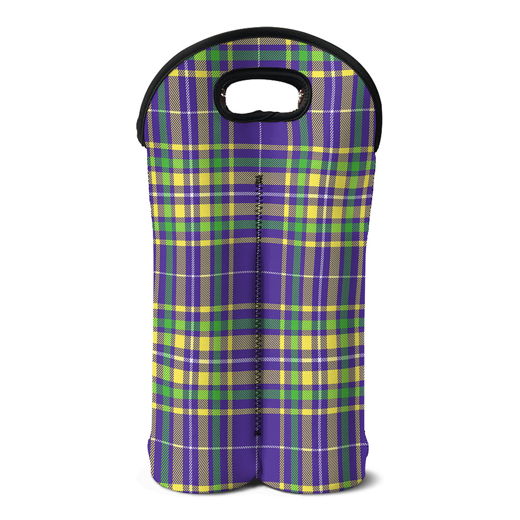 Mardi Gras Tartan Plaid Pattern Print Double Neoprene Wine Tote