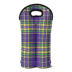 Mardi Gras Tartan Plaid Pattern Print Double Neoprene Wine Tote