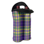 Mardi Gras Tartan Plaid Pattern Print Double Neoprene Wine Tote