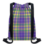 Mardi Gras Tartan Plaid Pattern Print Drawstring Backpack