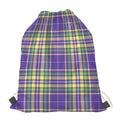 Mardi Gras Tartan Plaid Pattern Print Drawstring Bag