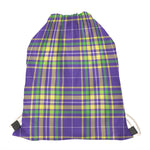 Mardi Gras Tartan Plaid Pattern Print Drawstring Bag