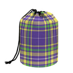Mardi Gras Tartan Plaid Pattern Print Drawstring Makeup Bag