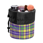 Mardi Gras Tartan Plaid Pattern Print Drawstring Makeup Bag