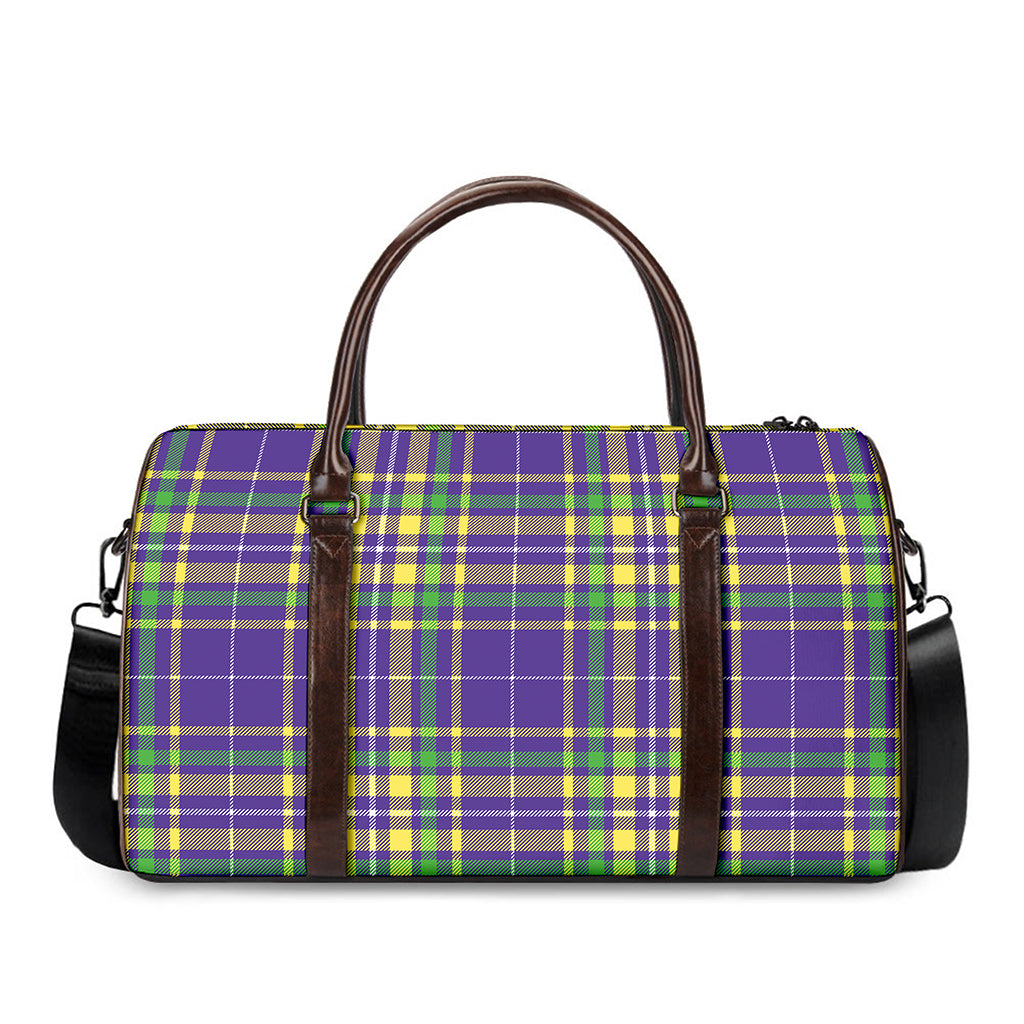 Mardi Gras Tartan Plaid Pattern Print Duffle Bag