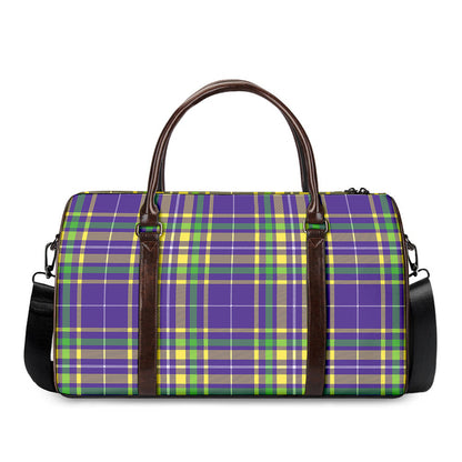 Mardi Gras Tartan Plaid Pattern Print Duffle Bag