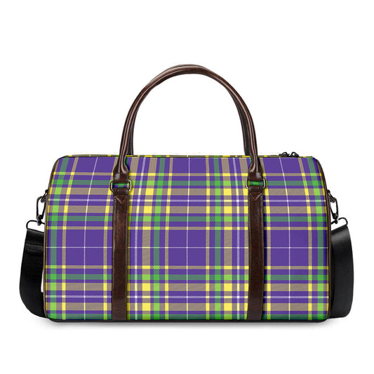Mardi Gras Tartan Plaid Pattern Print Duffle Bag