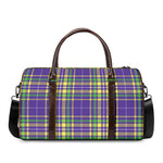 Mardi Gras Tartan Plaid Pattern Print Duffle Bag