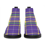 Mardi Gras Tartan Plaid Pattern Print Flat Ankle Boots