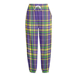 Mardi Gras Tartan Plaid Pattern Print Fleece Lined Knit Pants