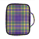 Mardi Gras Tartan Plaid Pattern Print Front Pocket Bible Bag