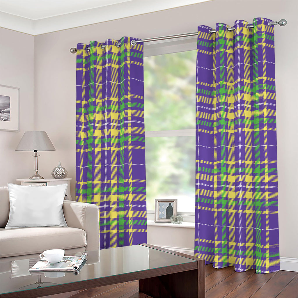 Mardi Gras Tartan Plaid Pattern Print Grommet Curtains