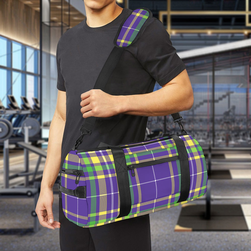 Mardi Gras Tartan Plaid Pattern Print Gym Bag