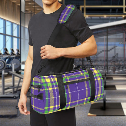 Mardi Gras Tartan Plaid Pattern Print Gym Bag