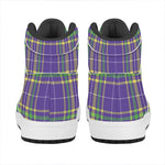 Mardi Gras Tartan Plaid Pattern Print High Top Leather Sneakers