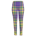 Mardi Gras Tartan Plaid Pattern Print High-Waisted Pocket Leggings