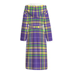 Mardi Gras Tartan Plaid Pattern Print Hooded Bathrobe