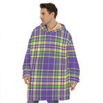 Mardi Gras Tartan Plaid Pattern Print Hoodie Blanket