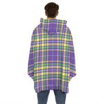 Mardi Gras Tartan Plaid Pattern Print Hoodie Blanket