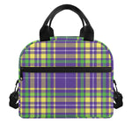 Mardi Gras Tartan Plaid Pattern Print Insulated Lunch Bag