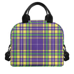 Mardi Gras Tartan Plaid Pattern Print Insulated Lunch Bag