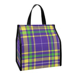 Mardi Gras Tartan Plaid Pattern Print Insulated Lunch Tote