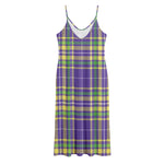 Mardi Gras Tartan Plaid Pattern Print Jersey Midi Cami Dress