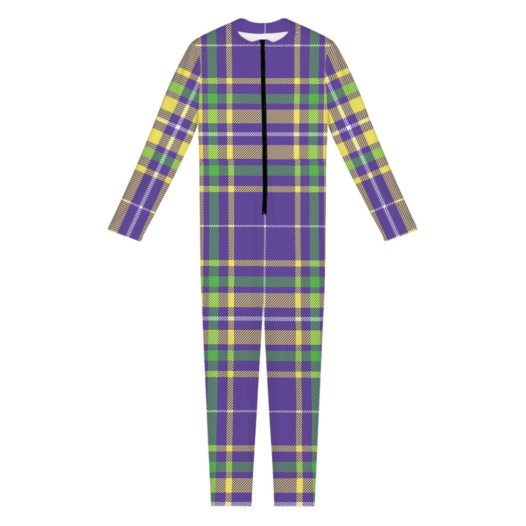 Mardi Gras Tartan Plaid Pattern Print Jumpsuit